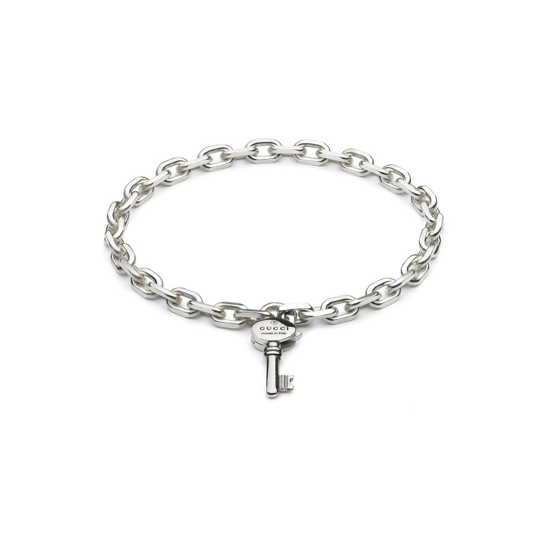 Gucci Trademark Sterling Silver Key Bracelet YBA796345001 - Size L