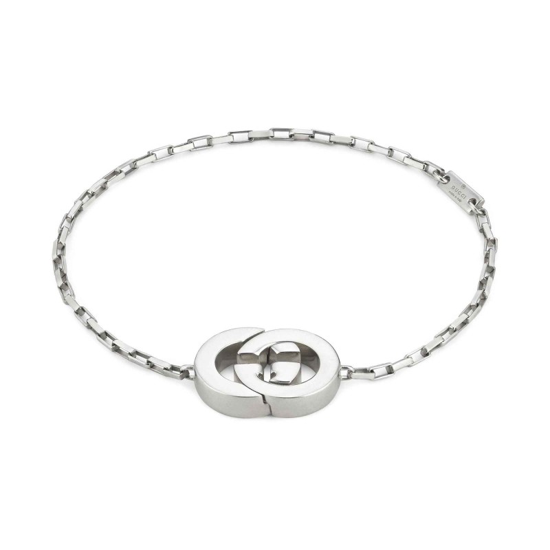 GUCCI Sterling Silver Interlocking Bracelet YBA853966001 18 - Size Large 
