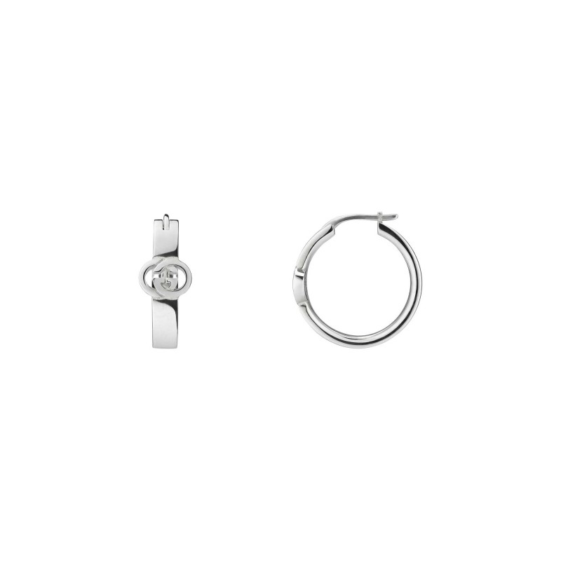 Gucci Interlocking Silver Hoop Earrings