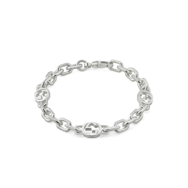 Gucci Interlocking Silver Chain Bracelet YBA620798002 - Size L