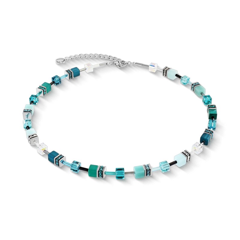 Coeur De Lion GeoCUBE® Iconic Teal Silver Necklace 2838100624