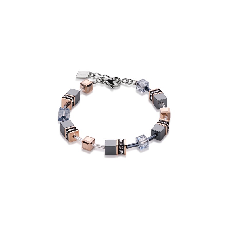 Coeur De Lion Geocube Grey and Rose Crystal Bracelet 4015/30-0730