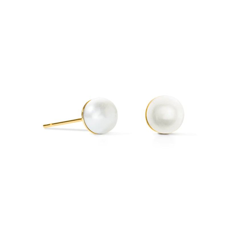 Coeur De Lion Gold Tone Pearl Stud Earrings 1130/21-1416