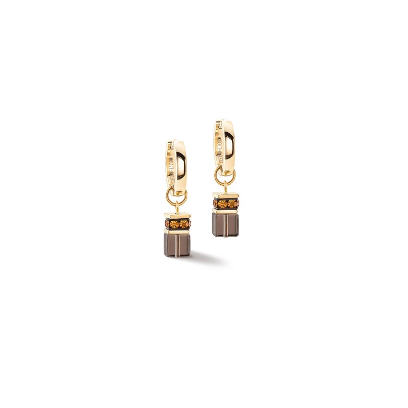 Coeur De Lion GeoCube Gold Tone Quartz Earrings 4524/21_1116