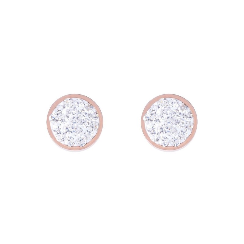 Coeur De Lion Rose Gold Tone Round Brilliant Crystal Stud Earrings 0218/21-1800