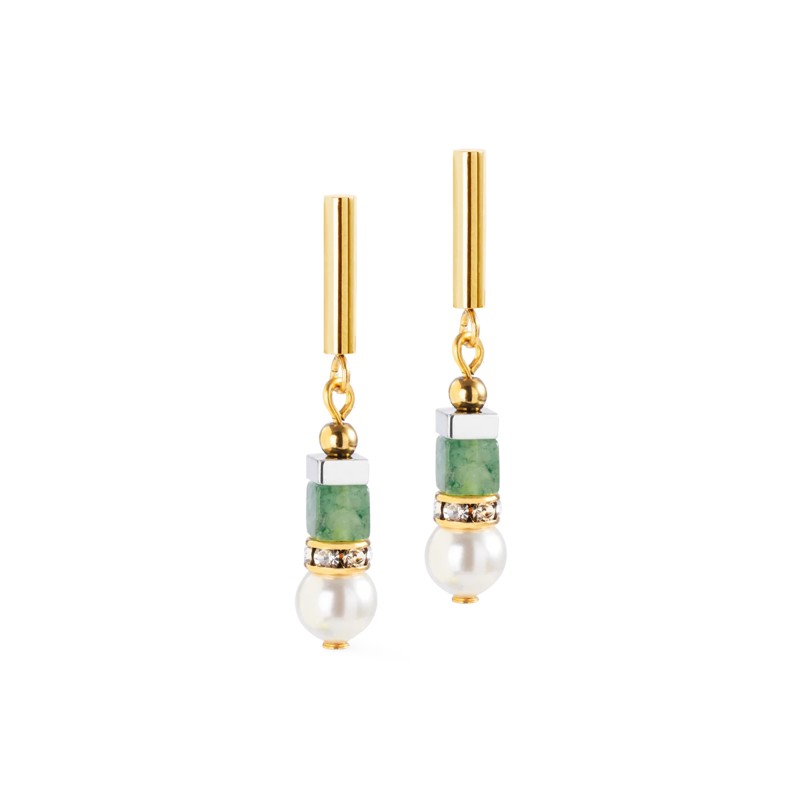 Coeur De Lion Precious Fusion Offset Gold-Green Earrings 4354210500