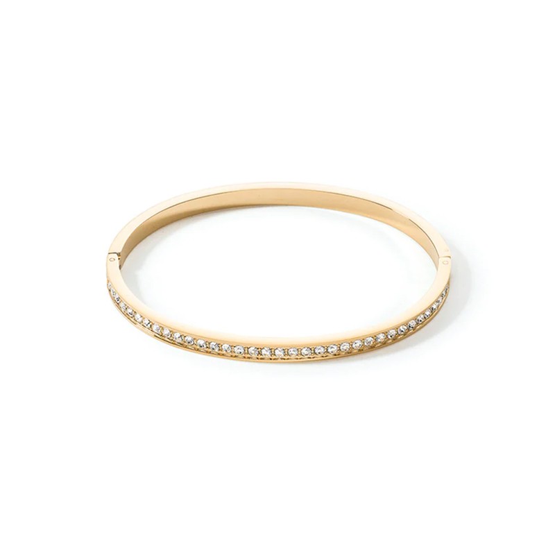 Coeur De Lion Gold Tone Plated White Crystal Bangle 0127_1816