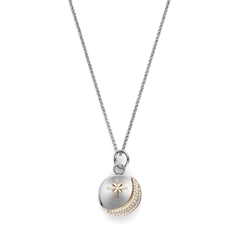 Olivia Burton Signature Celestial Star and Moon Silver Tone Pendant Necklace 24100468