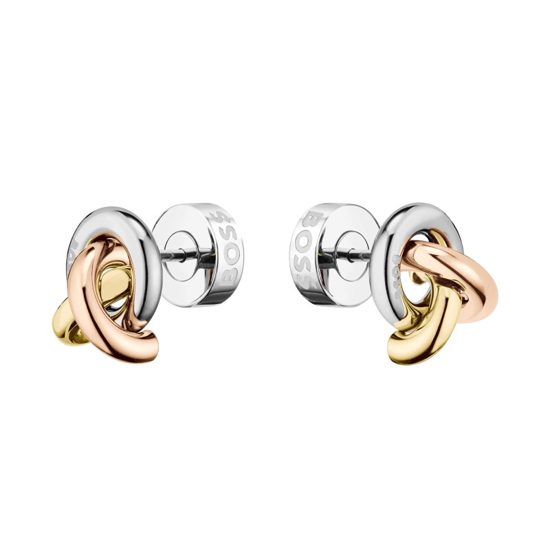 BOSS Harmonie Three Colour Cross Link Stud Earrings 1580773