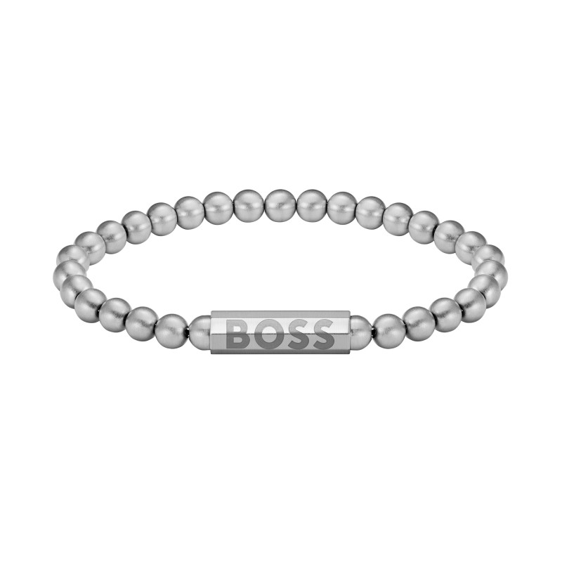 BOSS Sphere Silver Tone Cuff Bracelet with Logo Closure 1580658M 