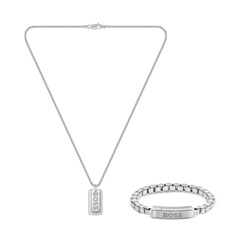 BOSS Devon Logo Bracelet & Necklace Set 1570173