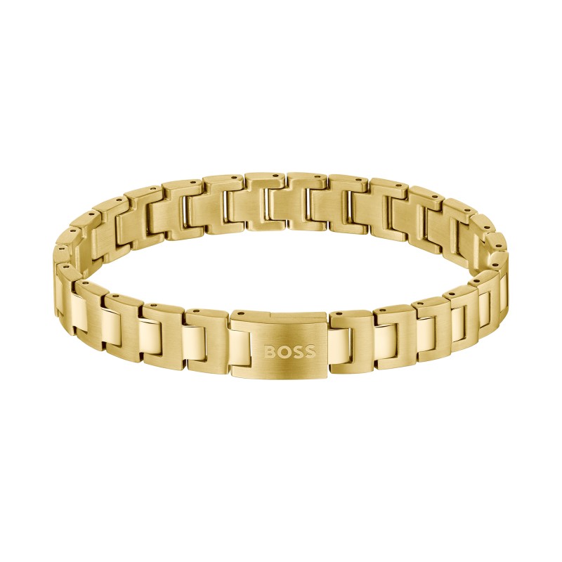 BOSS Candor Gold Plated Stainless Steel Link Mens Bracelet 1580753