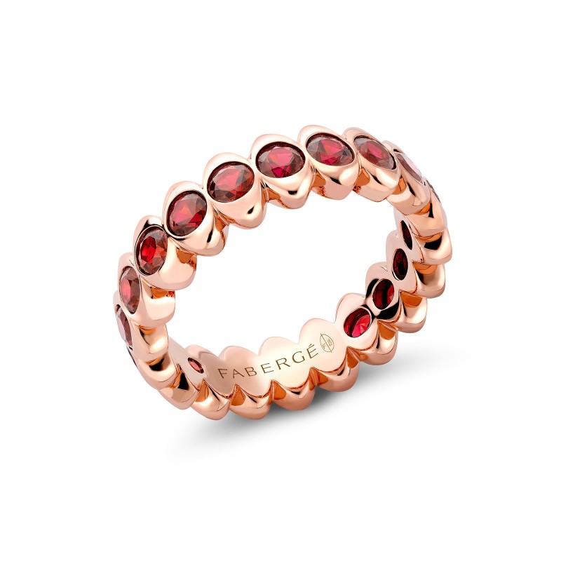 Faberg&eacute; Colours of Love Cosmic Curve Rose Gold Ruby Eternity Ring 1513RG2738/31