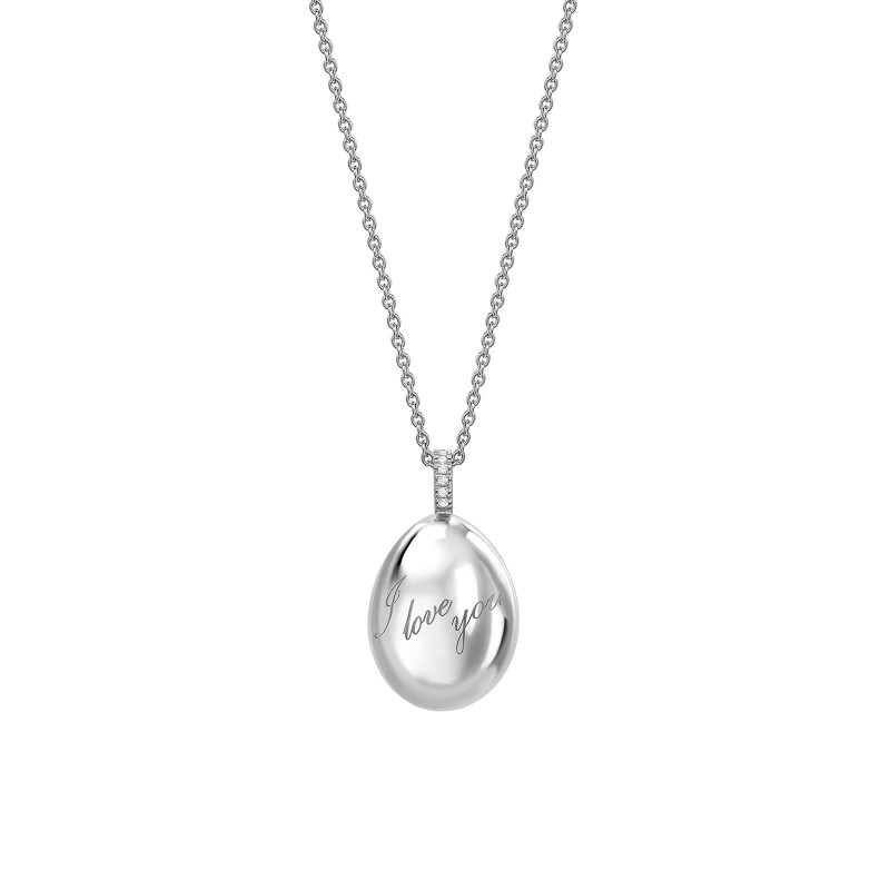Fabergé Essence White Gold I Love You Egg Pendant 409FP927