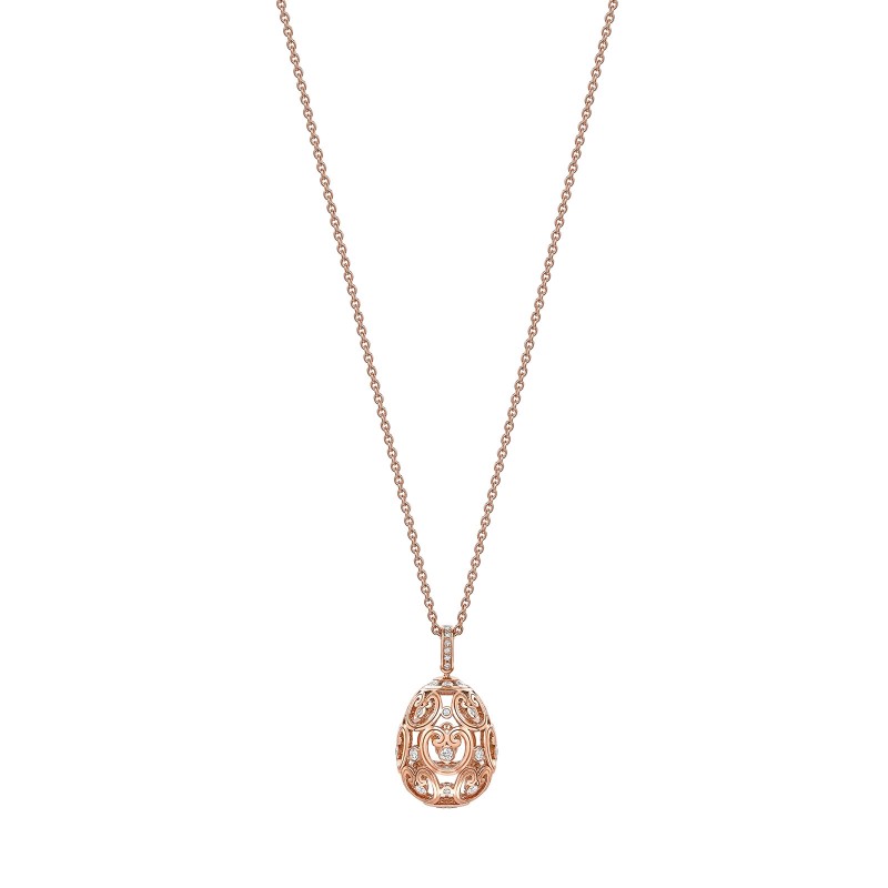 Fabergé Imperial Impératrice Rose Gold Diamond Egg Pendant Necklace 159FP896 1