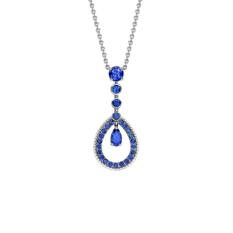 Faberg&eacute; Colours of Love White Gold Sapphire Fluted Teardrop Pendant 1766PE3140/5