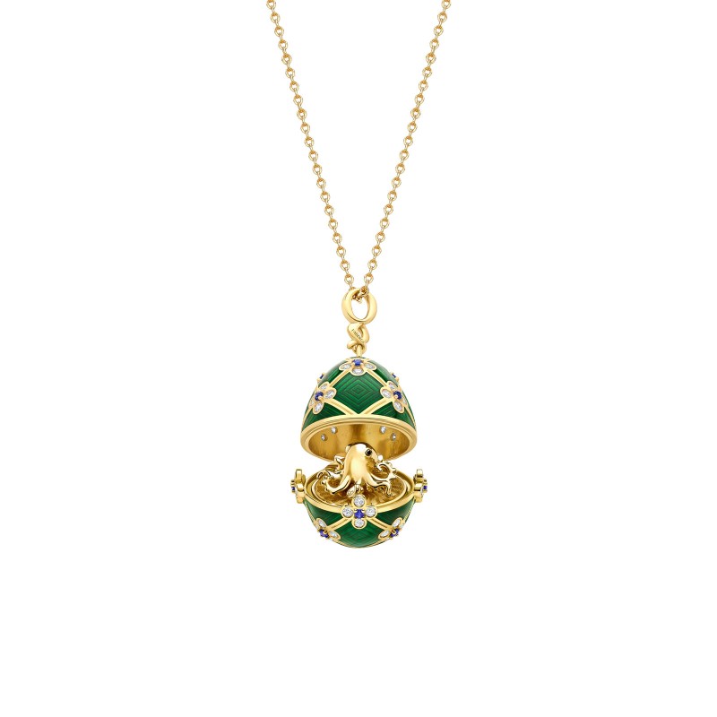 Fabergé x 007 Special Edition Yellow Gold & Green Guilloché Enamel Octopussy Egg Surprise Locket 2332FP3645