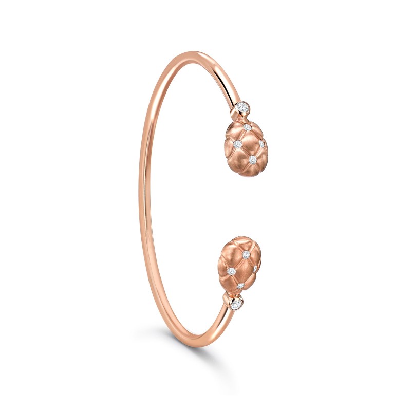 Fabergé Treillage Brushed Rose Gold & Diamond Open Set Bangle 1070BT2019