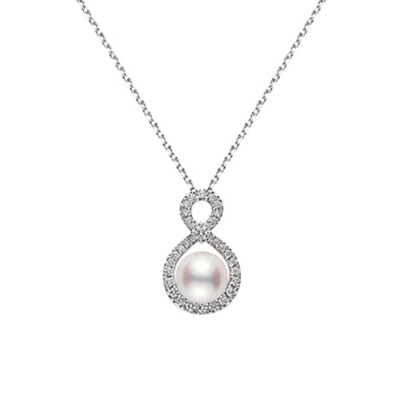 Mikimoto Ruyi 8mm Pearl and Diamond Pendant PPH 5362D W