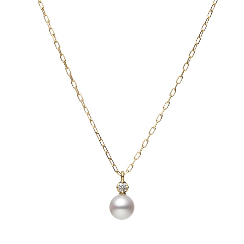 Mikimoto Classic Pearl & 0.02ct Diamond Pendant Necklace PP20495DK