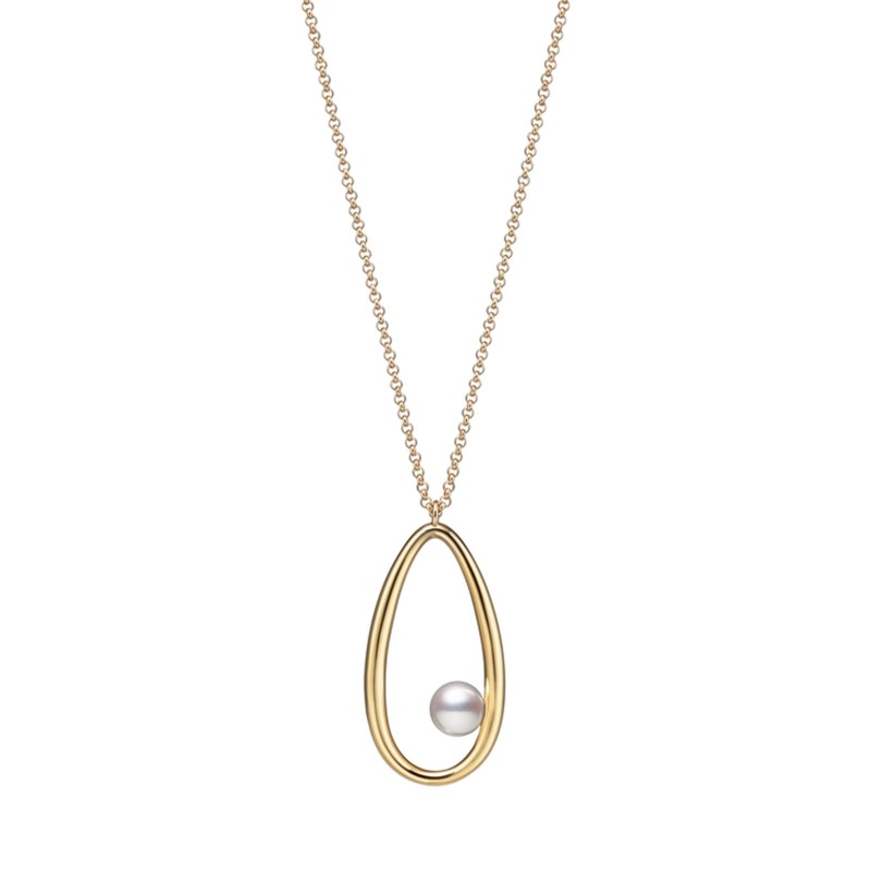 Mikimoto 18ct Yellow Gold Moon Dew 60cm Pearl Pendant PP20585K