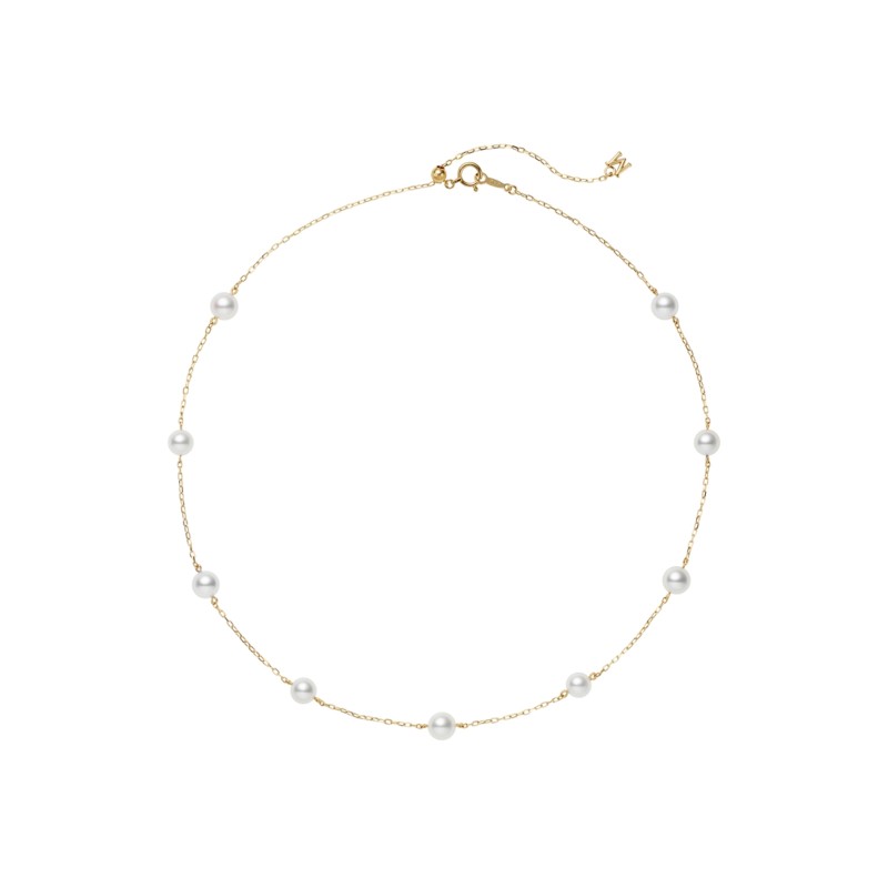 Mikimoto 18ct Yellow Gold Akoya Cultured Pearl Chain Necklace PP20597K
