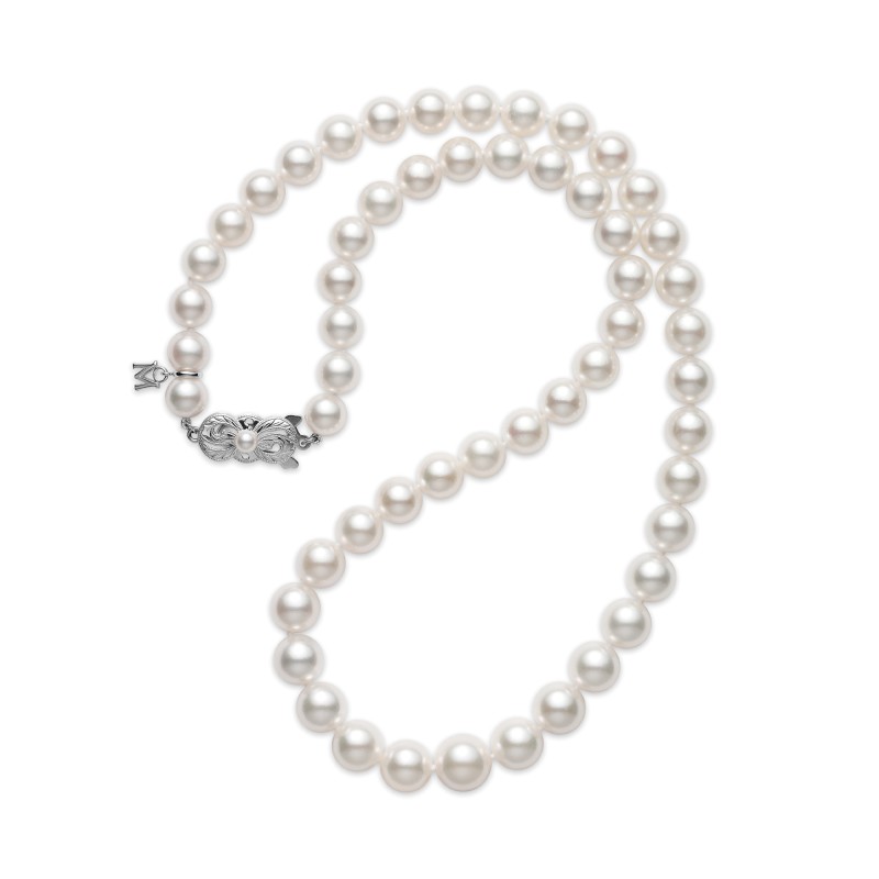 Mikimoto White Gold Akoya 6.5mm Pearl Strand Necklet U80718 W JPW