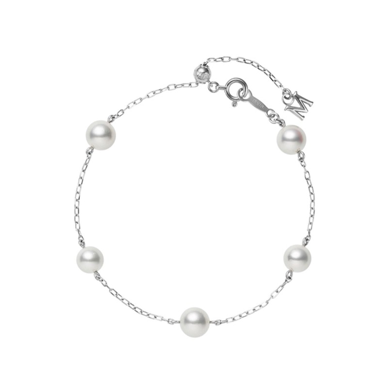 Mikimoto 18ct White Gold Akoya Pearl Chain Bracelet PD 282 W