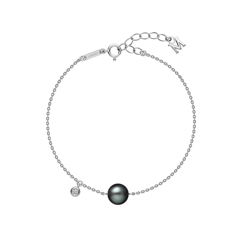 Mikimoto Black South Sea Cultured Pearl And Diamond Bracelet In 18ct White Gold PDH 7003BDW