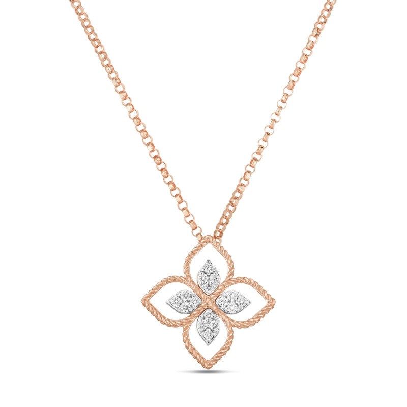 Roberto Coin Princess Flower 0.19ct Diamond Pendant Necklace
