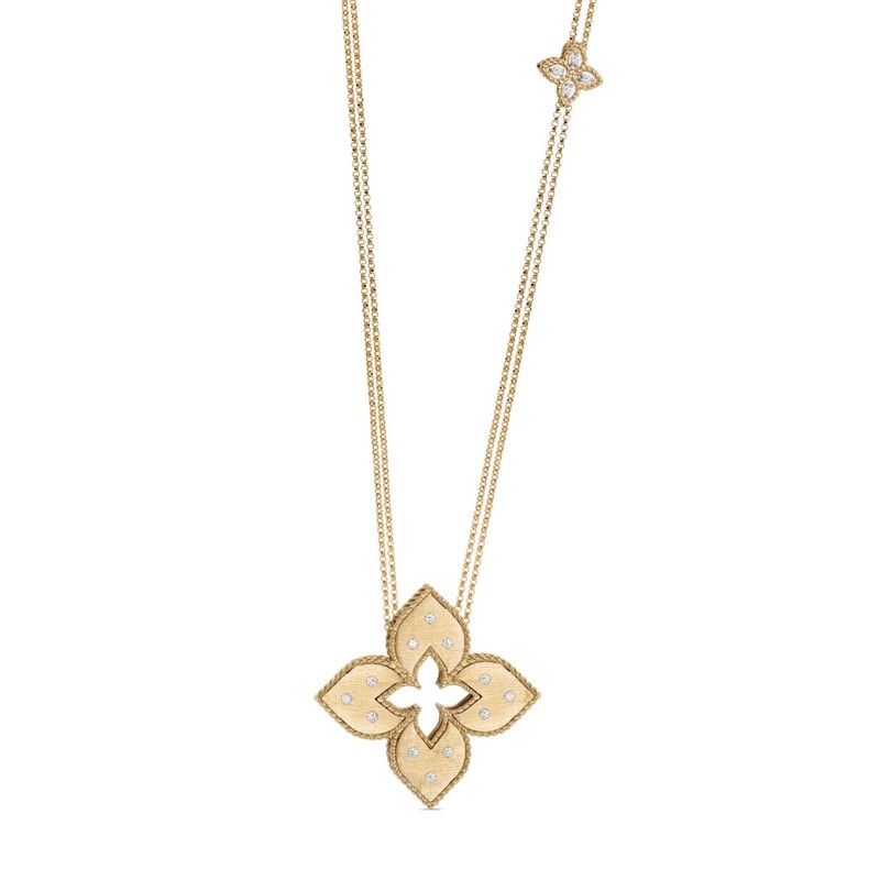 Roberto Coin Venetian Princess 0.22ct Diamond Flower Pendant Necklace