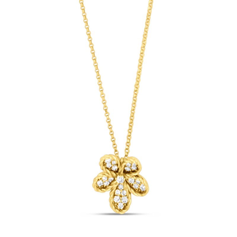 Roberto Coin Jasmine 18ct Yellow Gold Necklace With Diamonds ADR777CL3768
