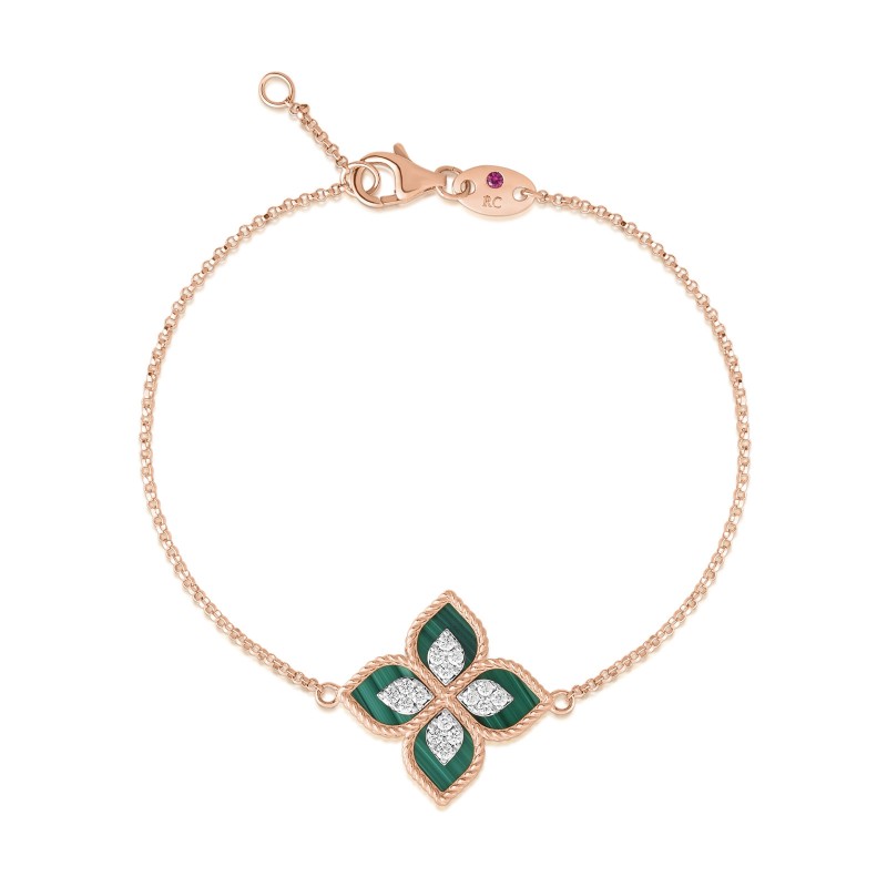Roberto Coin Princess Flower 4.44ct Malachite 0.19ct Diamond Bracelet