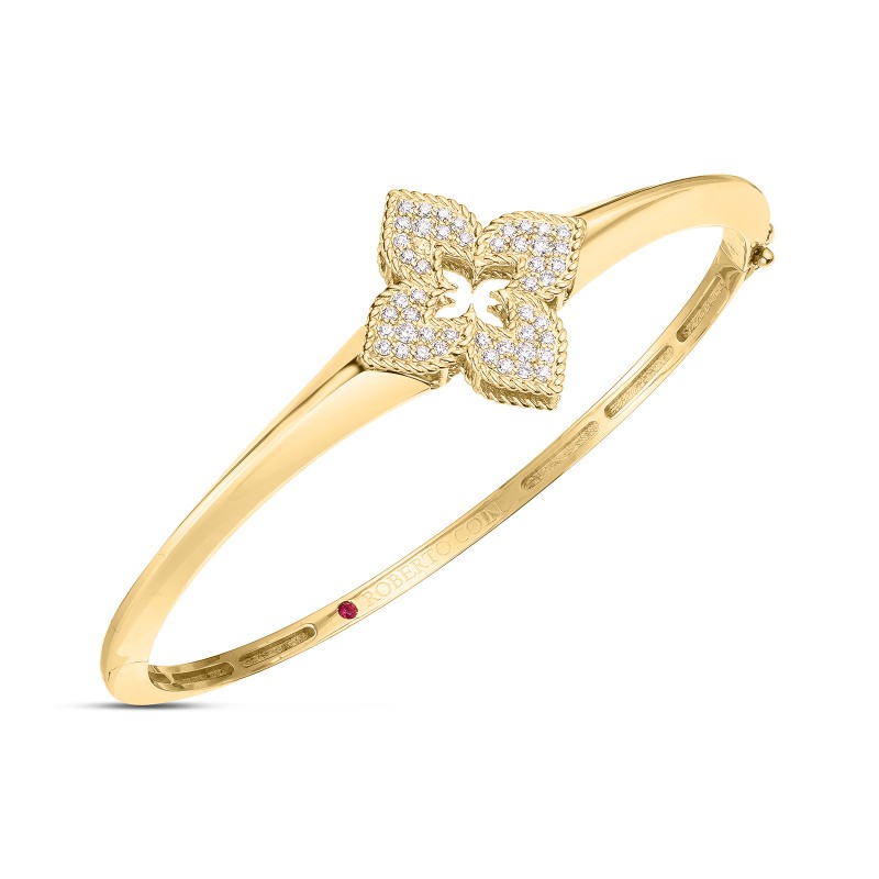 Roberto Coin 18ct Yellow Gold Princess Flower 0.35ct Diamond Bangle ADR777BA3342_YG