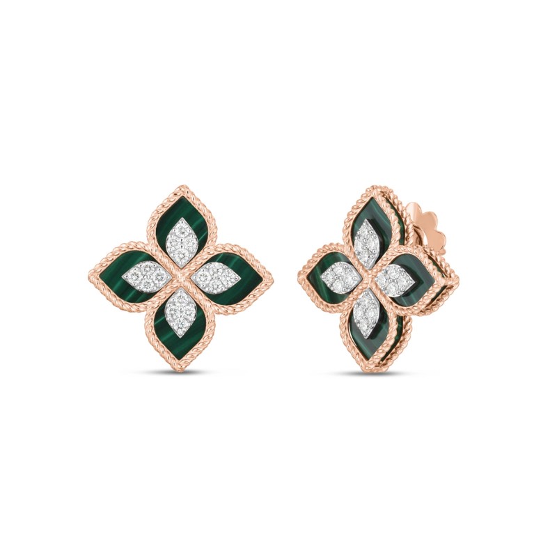 Roberto Coin Princess Flower 8.88ct Malachite 0.38ct Diamond Earrings