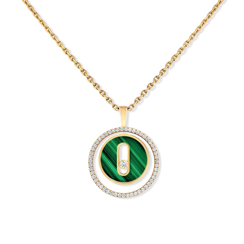 Lucky Move PM Malachite 18ct Yellow Gold 0.16ct Diamond Necklace 11585-YG