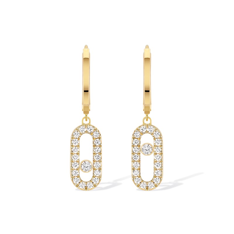 Move Uno Pavé 18ct Yellow Gold 0.19ct Diamond Hoop Drop Earrings 12037-YG