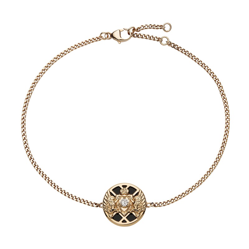 Balmain 18ct Yellow Gold Emblem Diamond and Onyx Chain Bracelet ABAJ01BR0002