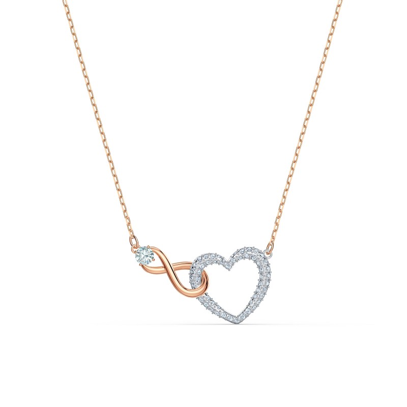Swarovski Infinity Heart White Crystal Mixed Metal Necklace 5518865