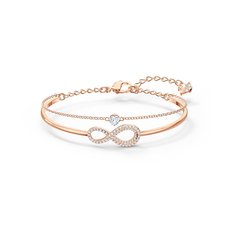 Swarovski Infinity White Crystal Rose Gold Tone Plated Bangle 5518871