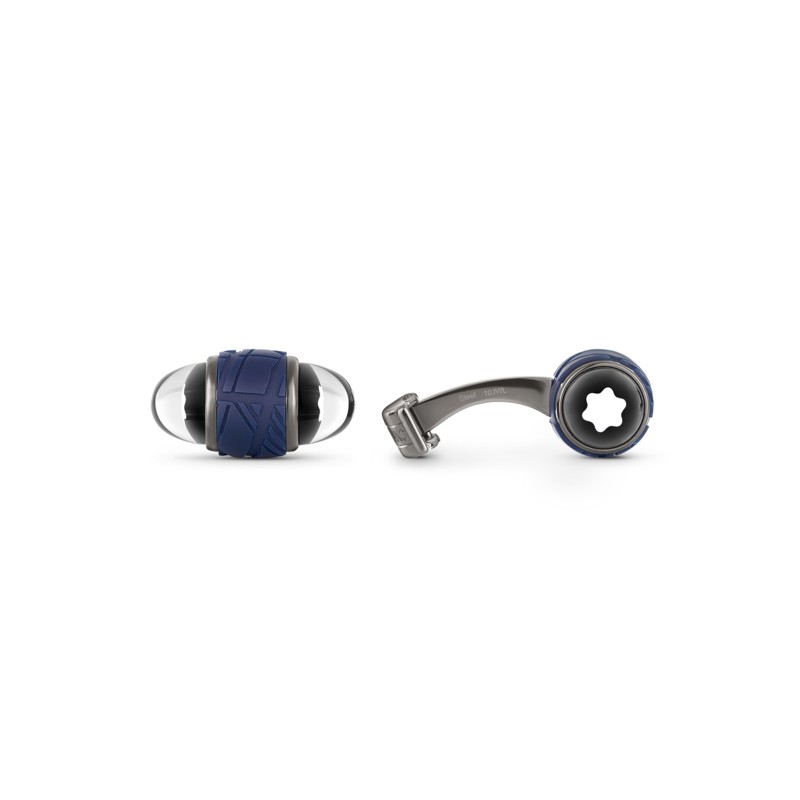 Montblanc Starwalker Steel and Blue Lacquer Cufflinks 130267