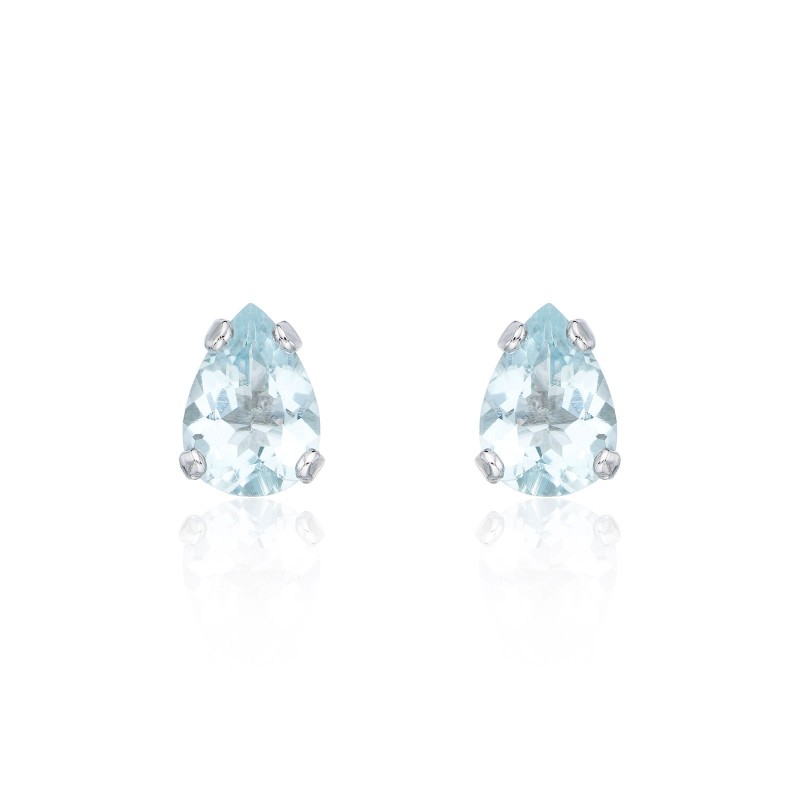 9ct White Gold Pear Cut 1.10Ct Aquamarine Earrings