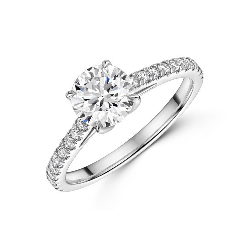 Platinum Lab Grown 1.00ct Round Brilliant Diamond Shoulders Ring