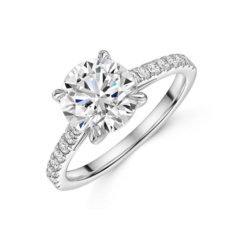 Platinum Lab Grown 2.00ct Round Brilliant Diamond Shoulders Ring