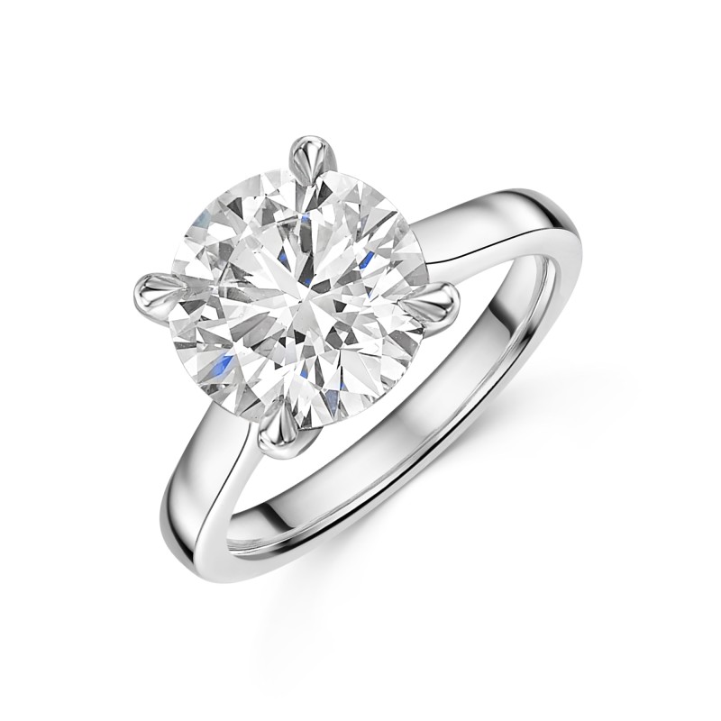 Platinum Lab Grown 4ct Round Brilliant Diamond Solitaire Ring