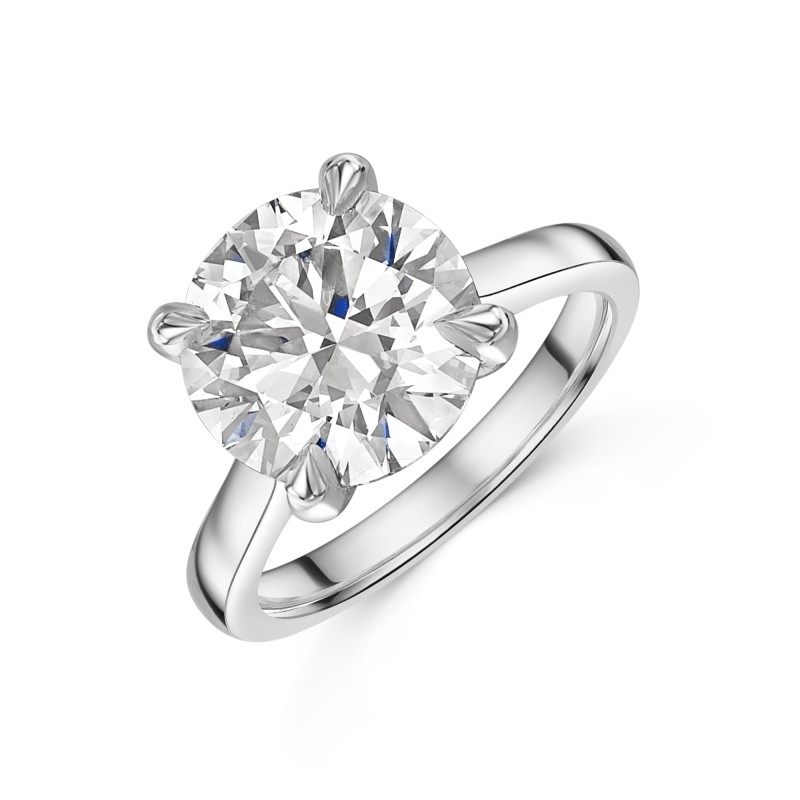 Platinum Lab Grown 5ct Round Brilliant Diamond Solitaire Ring
