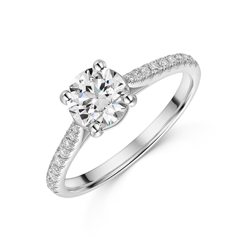 Platinum Lab Grown 1.25ct  Round Brilliant Diamond Solitaire Ring with Shoulders