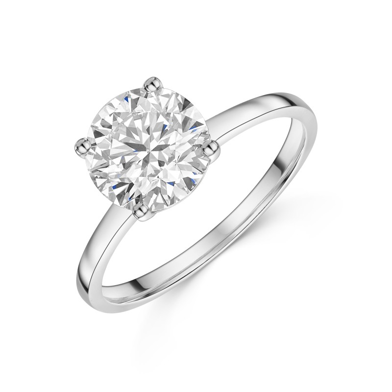 9ct White Gold Round Brilliant 2.00ct Lab Diamond 4 Claw Solitaire