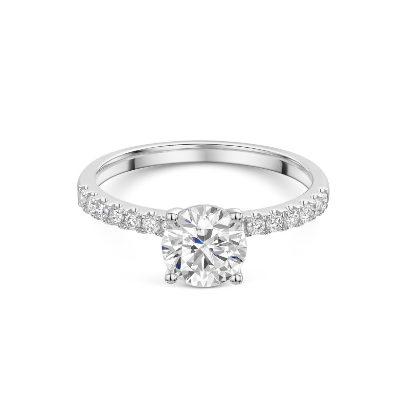 9ct White Gold Round Brilliant 1.00ct Lab Diamond 4 Claw Diamond ...