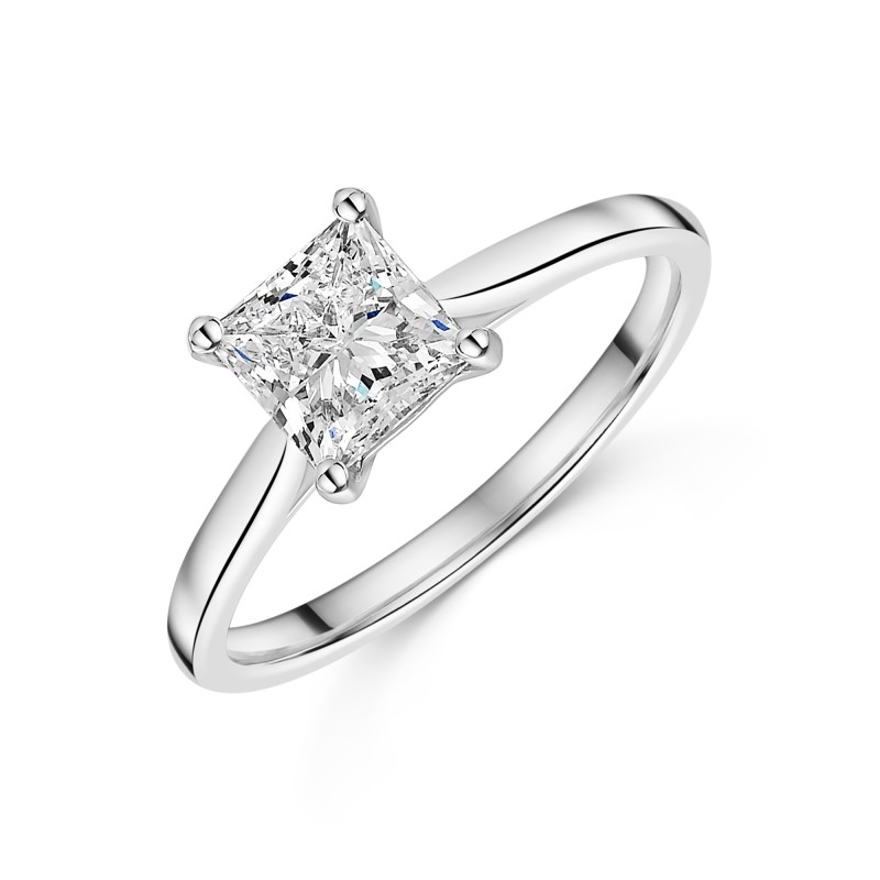 Platinum Lab Grown Princess Cut 1.00ct Diamond Solitaire Ring